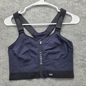 SHEFIT Sports Bra Womens 1Luxe Blue Racerback Zip Front Molded High Support